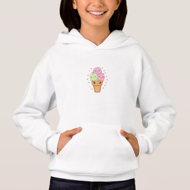 Kawaii Ice Cream Sweatshirt with Cute Hood (Vorderseite)