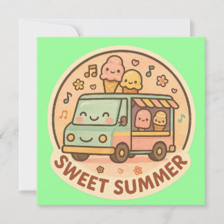 Kawaii Ice Cream Truck Sweet Summer Sticker Einladung