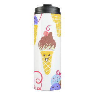 Kawaii Ice Creams Muster, Kawaii Character Ice Cr Thermosbecher
