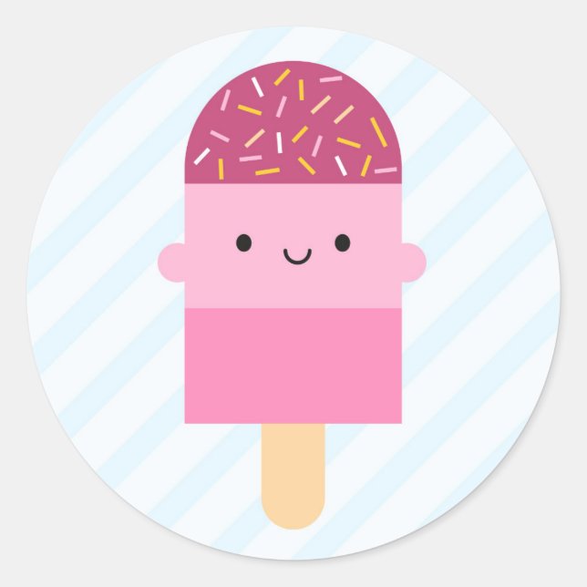 Kawaii Ice Lolly / Popsicle Runder Aufkleber (Vorderseite)
