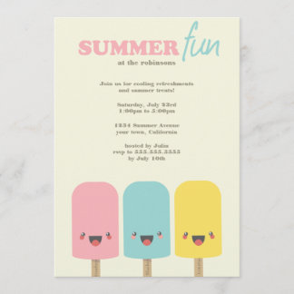 Kawaii Ice Lolly Trio Summer Party Einladungen