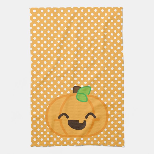 Kawaii Jack-o'-lantern Citrouille Serviette de cui (Vertical)