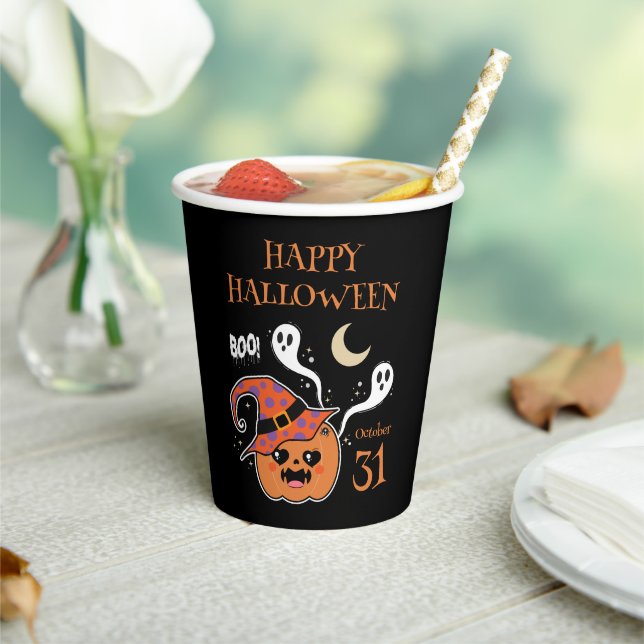 Kawaii Jack O' Lantern Creepy Niedlich Pappbecher (In Situ)