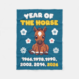 Kawaii Jahr des Pferdes Chinesisches Horoskop 2026 Fleecedecke