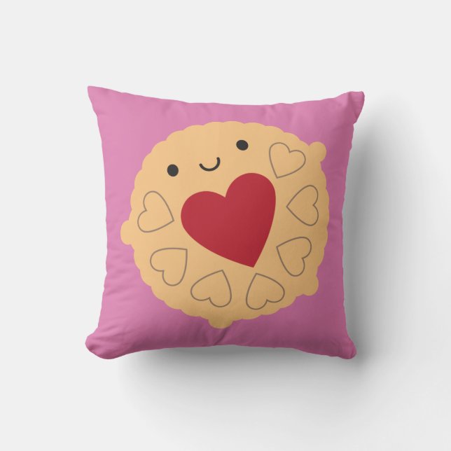 Kawaii Jammie Dodger Biscuit Reversible Kissen (Vorderseite)