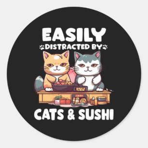 Kawaii Japan Neko Sushi Bowl Katzen Ra Otaku Runder Aufkleber