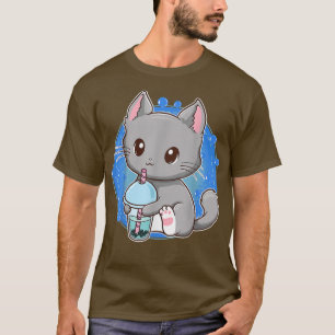 Kawaii Japanese Anime Cat Bubble Tea Neko Kitty T-Shirt
