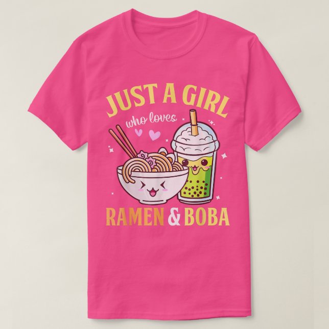 Kawaii Japanese Anime Just Girl Lieben Ramen Boba  T-Shirt (Design vorne)