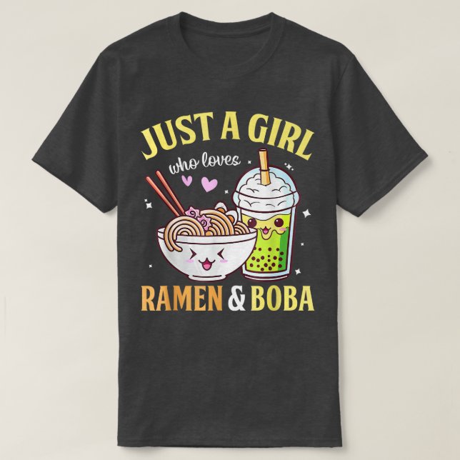 Kawaii Japanese Anime Just Girl Lieben Ramen Boba  T-Shirt (Design vorne)