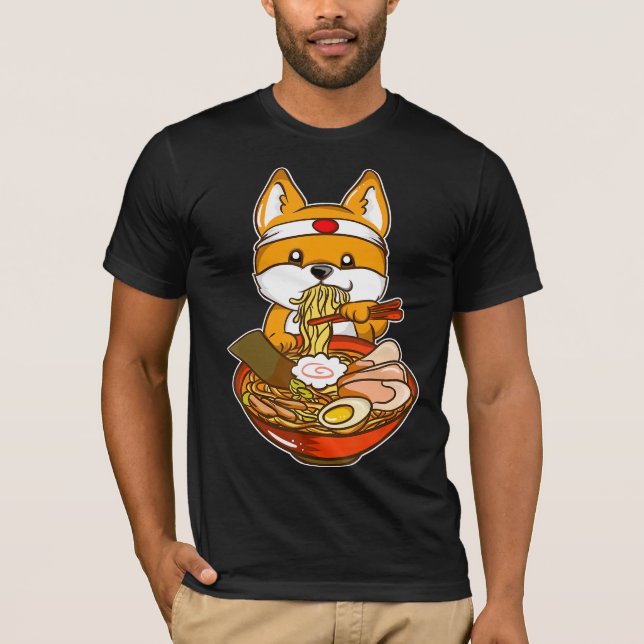 Kawaii japanese anime shiba inu ramen T-Shirt (Vorderseite)