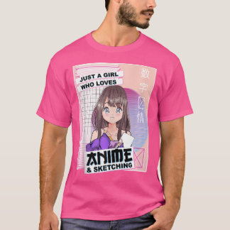 Kawaii Japanese Anime Sketching - Vaporwave Anime T-Shirt