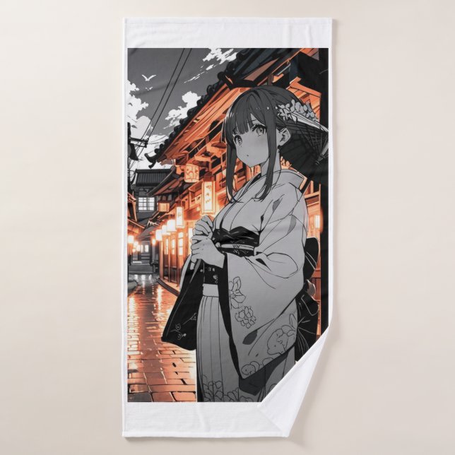 KAWAII Japanese Girl Bath towel Badehandtuch (Badehandtuch)
