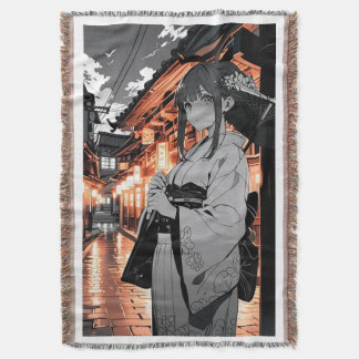 KAWAII Japanese Girl throw blanket Decke