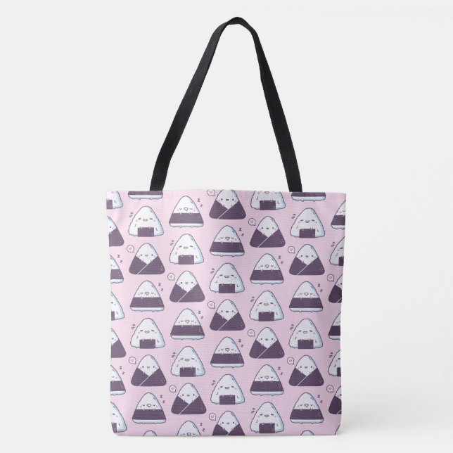 Kawaii Japanese Onigiri Rice Balls Carbs Muster Tasche (Vorderseite)