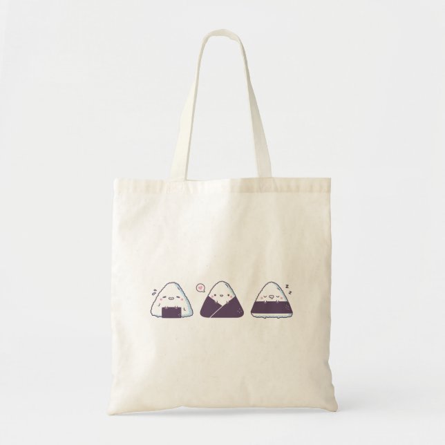 Kawaii Japanese Onigiri Rice Balls Doodle Tragetasche (Vorne)