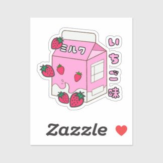 Kawaii Japanese Strawberry Milk Aufkleber