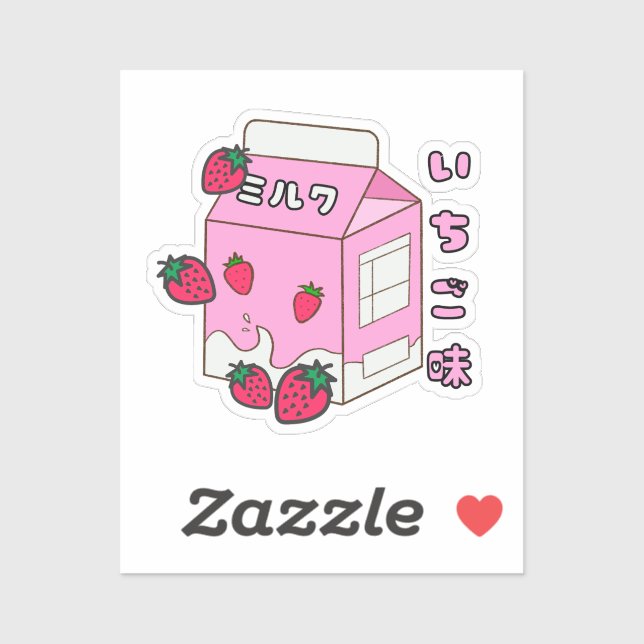 Kawaii Japanese Strawberry Milk Aufkleber (Blatt)