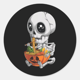 Kawaii Japanisch Anime Skeleton Halloween Ramen Fo Runder Aufkleber