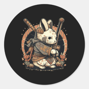 Kawaii Japanisch Style Samurai Bunny Anime Runder Aufkleber