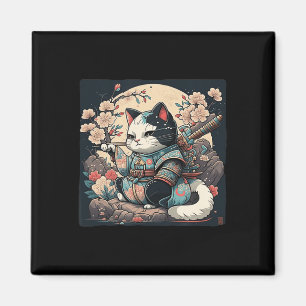 Kawaii Japanisch Style Samurai Cat Kitten Anime Magnet