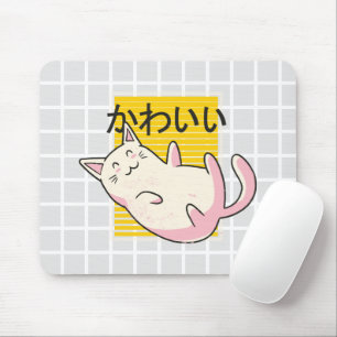 Kawaii Japanische Katzen-Gitter-Mauspad Mousepad