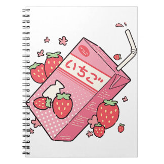 Kawaii Japanische Strawberry Juice Box Notizblock