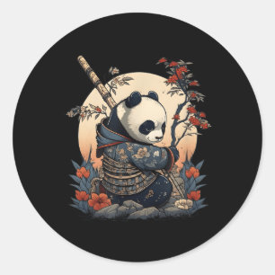 Kawaii Japanischer Stil Samurai Anime Panda Runder Aufkleber