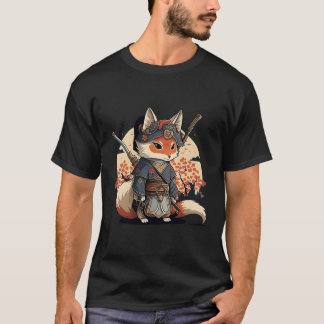 Kawaii Japanischer Stil Samurai Fox Anime T-Shirt