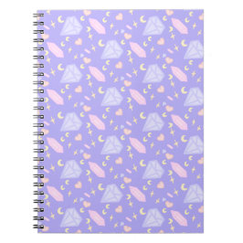 Kawaii Jewels Crystals Moons Stars Hearts Pastel Notizblock