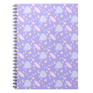 Kawaii Jewels Crystals Moons Stars Hearts Pastel Notizblock