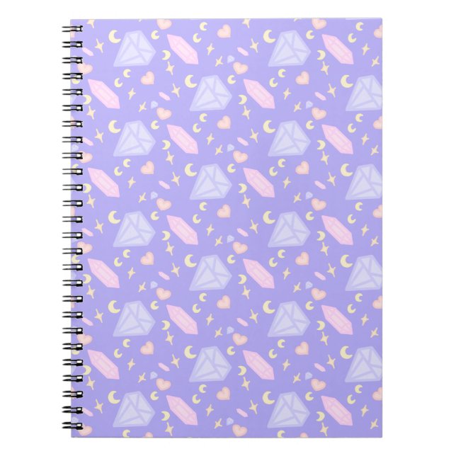 Kawaii Jewels Crystals Moons Stars Hearts Pastel Notizblock (Vorderseite)