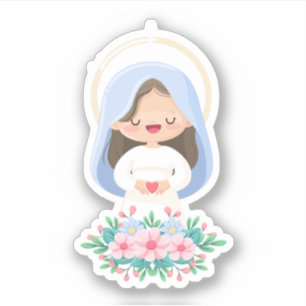 Kawaii Jungfrau Maria Heilig-Herz-Aufkleber Aufkleber