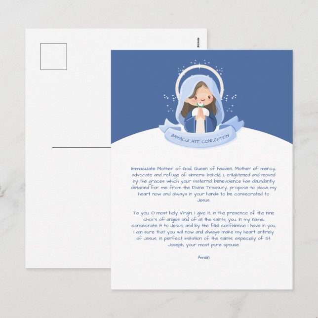 Kawaii Jungfrau Mary Prayer Feiertagspostkarte (Vorne/Hinten)