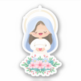 Kawaii Jungfrau Mary Sacred Heart Sticker