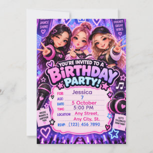 Kawaii K-Pop Geburtstagseinladung Jedes Alter Einladung