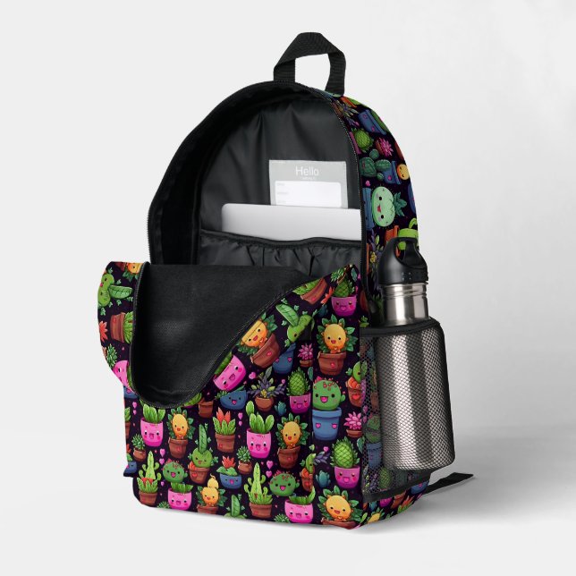 Kawaii Kactus Rucksack (Rückseitige Ecke links (Offen) )