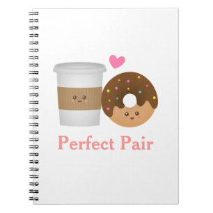 Kawaii Kaffee und Krapfen in der Liebe, perfektes Notizblock