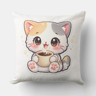 Kawaii-Kaffeekatzen-Wurfkissen – Cozy-Home-Einrich Kissen