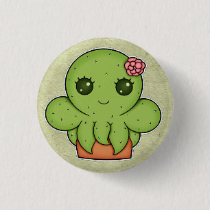 Kawaii Kaktus-Krake Button