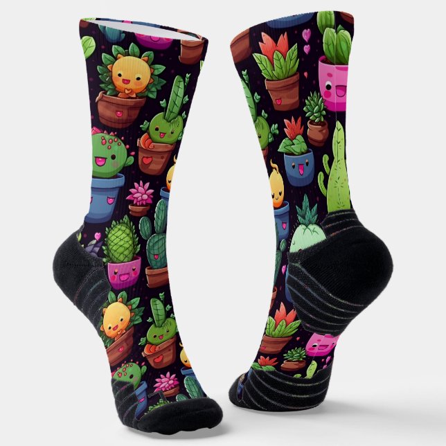 Kawaii Kaktus Socken #2 (Gewinkelt)