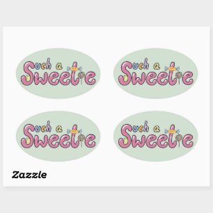 Kawaii-Kandithema-Motiv Ovaler Aufkleber