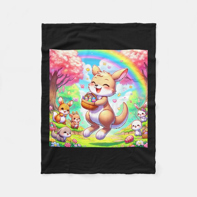 Kawaii Kangaroo Osteradorable Oaster Kangaroo Fleecedecke (Vorderseite)