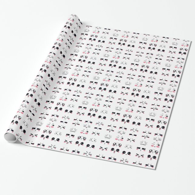 Kawaii kaomoji geschenkpapier (Ungerollt)