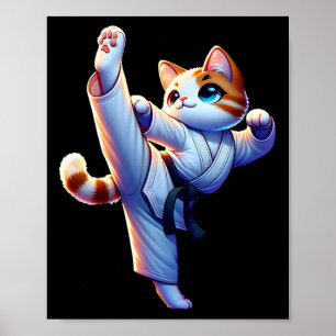 Kawaii Karate-Katze in Aktion Poster