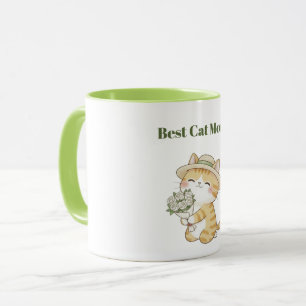 Kawaii-Katz-Gärtner-Rosenstrauß-Zweifarben-Tasse Tasse