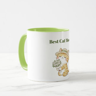 Kawaii-Katz-Gärtner-Rosenstrauß-Zweifarben-Tasse Tasse
