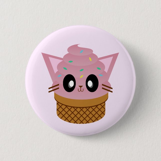 Kawaii-Kätzcheneiskatze Button (Vorderseite)