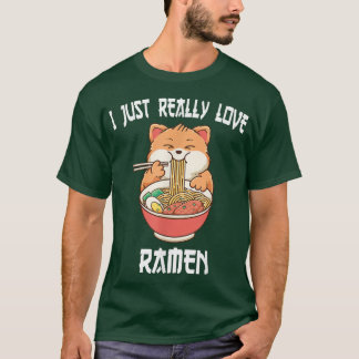 Kawaii Katze fressen Ramen Japanisch Anime Noodles T-Shirt