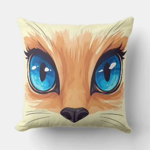 Kawaii-Katze Große Blaue Augen Süße Tierillustrati Kissen