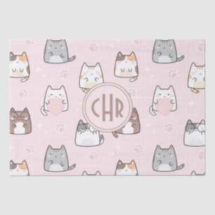 Kawaii Katze im rosa Hintergrund Seidenpapier